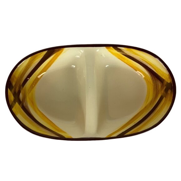 Vintage Metlox Poppytrail Vernonware Organdie Oval Divided Serving Vegetable Bow - Picture 5 of 7